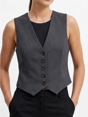 Abercrombie & Fitch Tailored Suiting Vest Charcoal Grey | Trendy Corporate Core